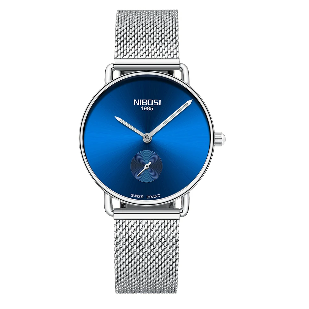 blue Relogio Feminino, NIBOSI, розовое золото, женские часы,, роскошный бренд, простые женские часы для девушек, платье, наручные часы, Montre Femme - Цвет: blue