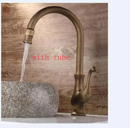 Одиночный кран для горячей и холодной воды, медный кран для раковины, домашний умывальник, раковина для ванной комнаты, кран для умывальника - Цвет: faucet with tube