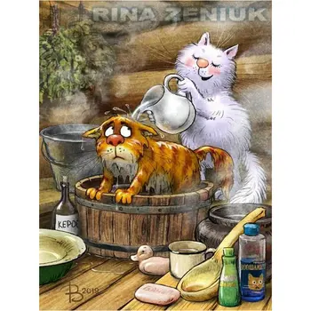 

DIY 5D Diamond Painting Cartoon cat Cross Embroidery Rhinestone Mosaic Pattern Rhinestone Diamond Embroidery Home Decoration