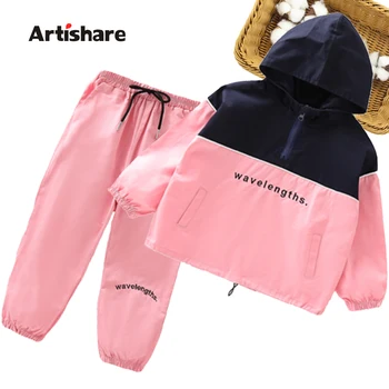 

Big Girls Clothing Letter Outerwear + Pants Girls Outfits Patchwork Kids Girls Clothes Teenage Children's Suits