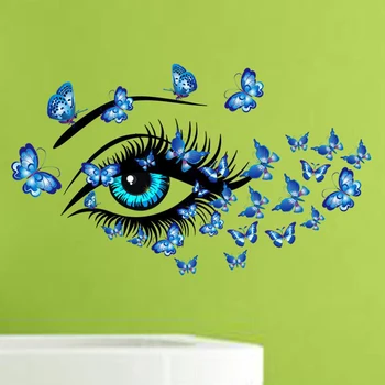 

Big Eye With Butterfly Flying Out Pink For Girl Woman Lady Room Home Decor DIY Self-adhesive PVC Wall Decorative Wall Sticker