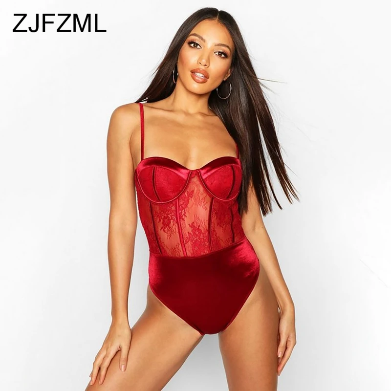 

Sheer Mesh Floral Lace Bodysuit Women Spaghetti Strap Backless Bandage Short Jumpsuit Party Night Club Perspective Skinny Romper
