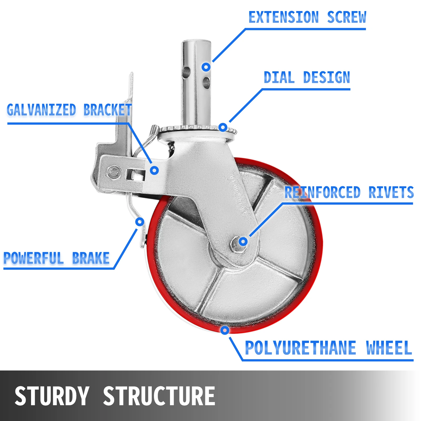 Polyurethane Swivel Caster Wheels with Lock Brake for Industrial Use