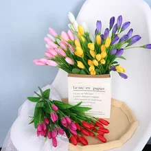 

21head Artificial Flowers Garden Tulips Real Touch Flowers Tulip Bouquet Decor Mariage For Home Wedding Decorations Fake Flower