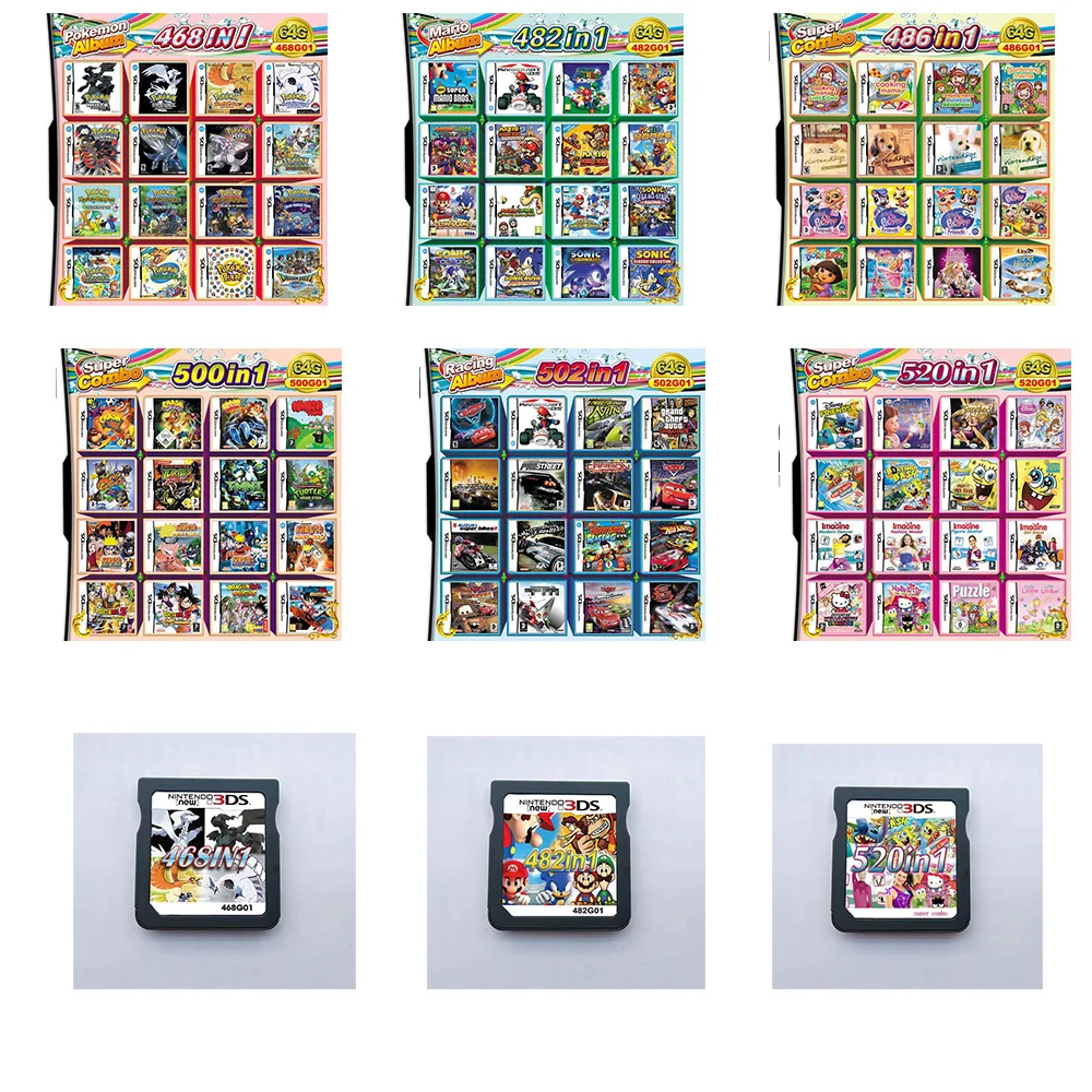 482 в 1 подборка видео игровая карта-картридж для Nintendo DS 3DS 2DS супер комбо Мульти to Cart