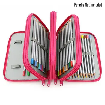 

Solid Color Square Pencil Bag Art Storage Pen Curtain 72 Hole Sketch Brush Color Pencil Bag Porous Pencil Case