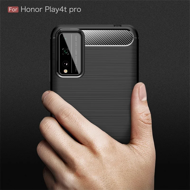 Чехол для Huawei Honor Play 4T Pro 6 3 дюйма чехлы из углеродного волокна модный Мягкий
