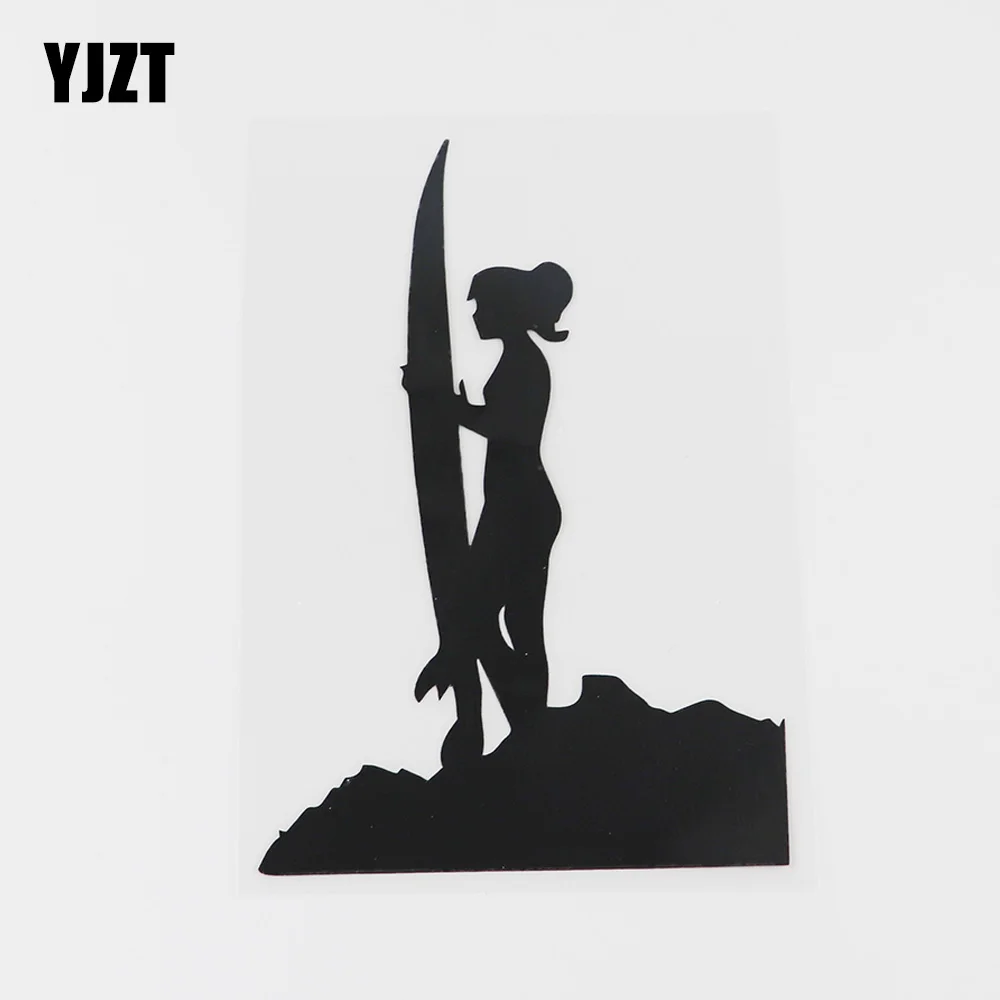 YJZT 8.8CMX12.7CM сексуальная девушка Серфинг Спорт силуэт Наклейка виниловая
