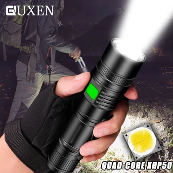 

Super Bright LED Flashlight with Pen Clip Powerful XHP50 Tactical Torch Waterproof Zoomable Rechargeable 5 Lighting Mode Lantern