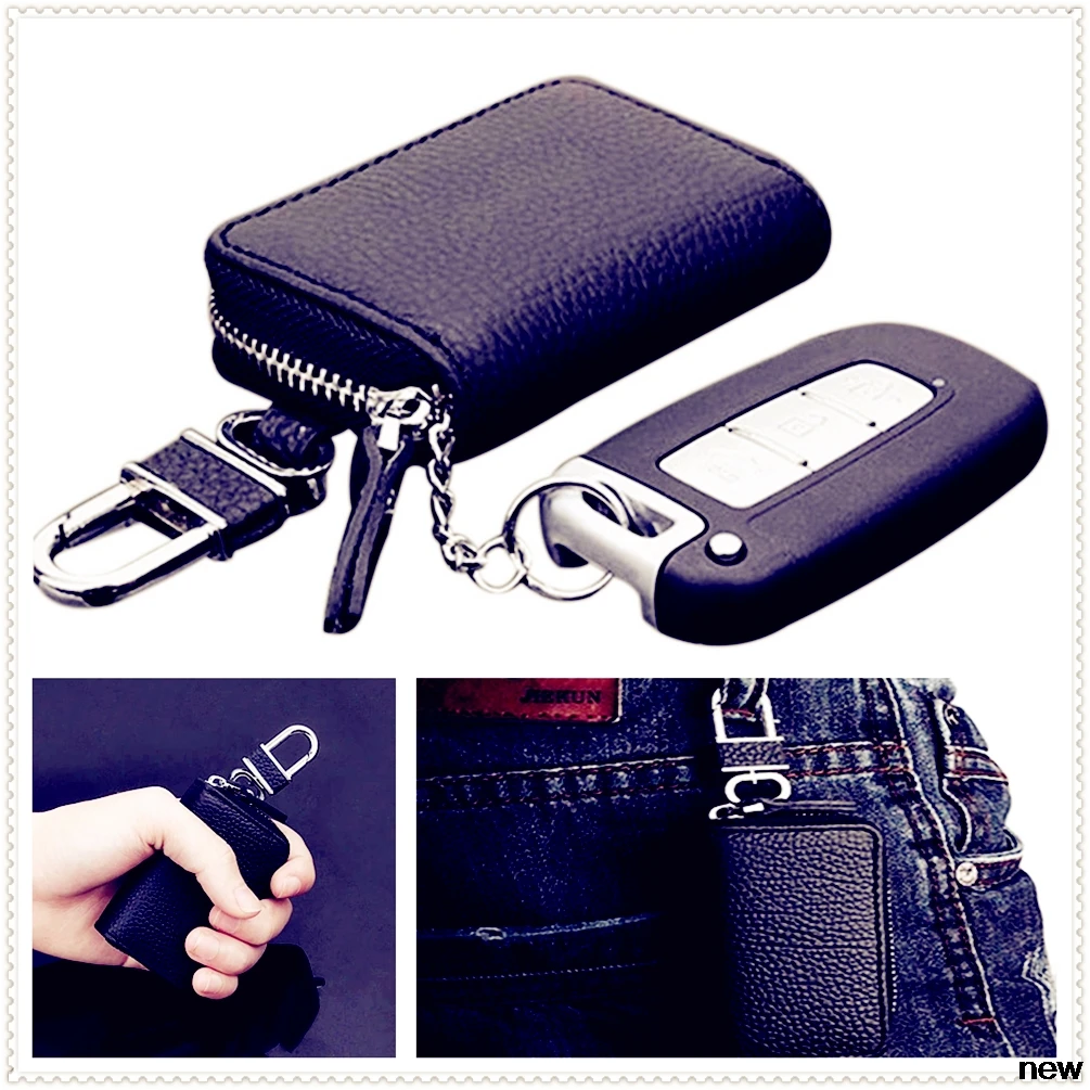 

car Leather Men Key Keychain Cover Case box Purse for KIA SOLARIS Verna IX25 IX35 IX45 Sonata 8 Any cars Cadenza Telluride