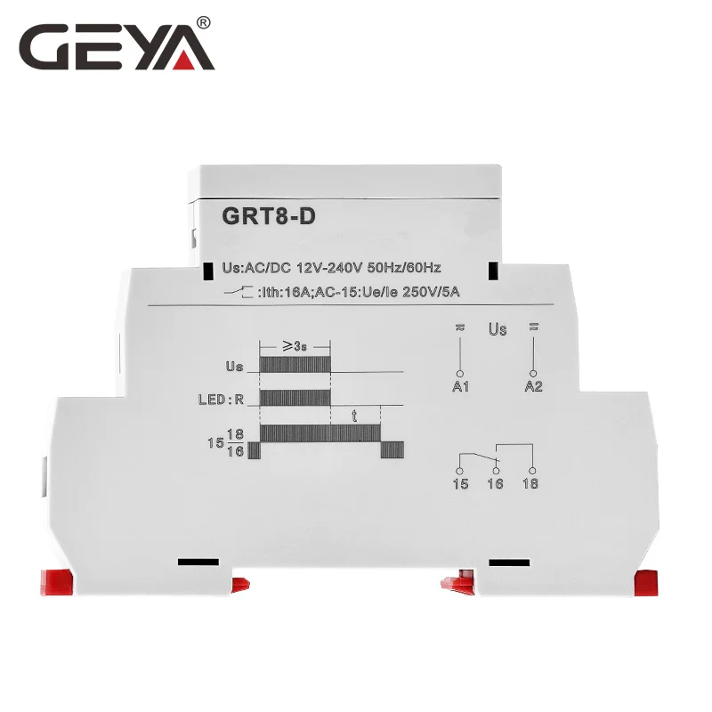GEYA GRT8-D реле таймера задержки выключения без напряжения питания AC/DC12V-240V din-рейку электронные реле
