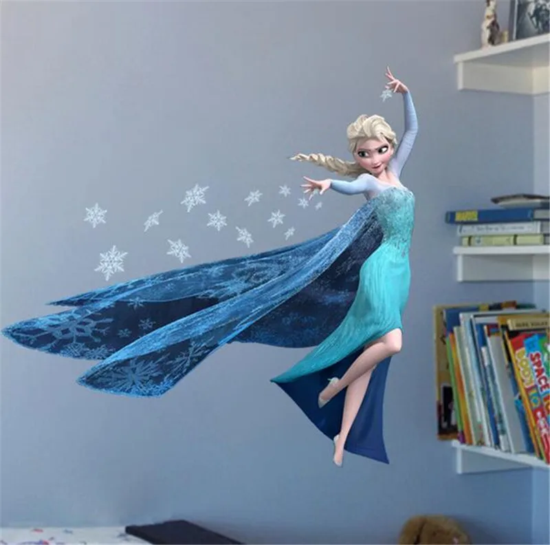 Cartoon  Frozen Wall Stickers For Kids Room Kindergarten Bedroom Wall Decoration Movie Posters Door Sticker  Gifts for children