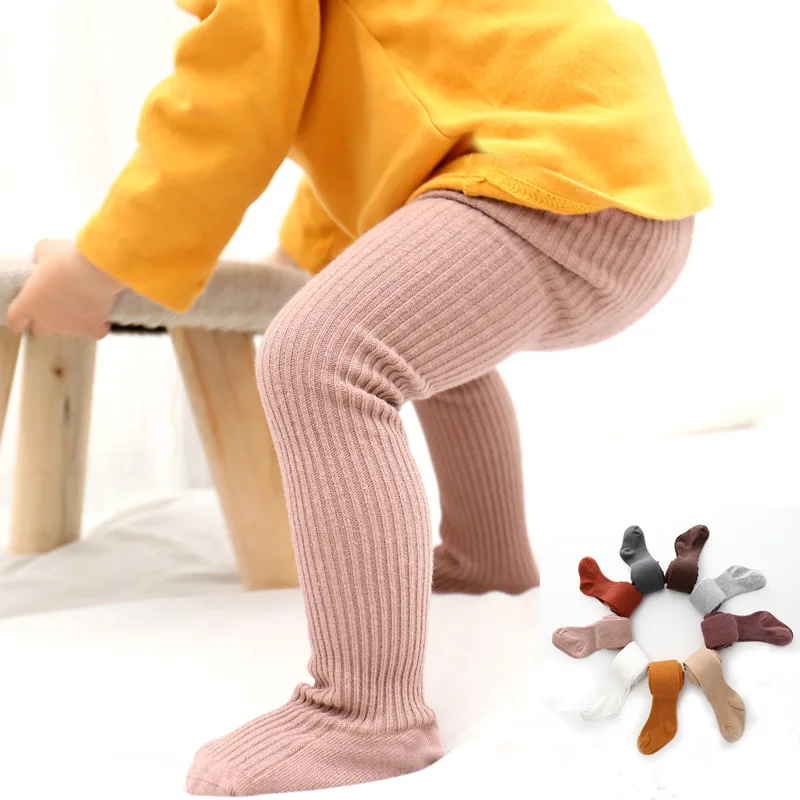 

Spring And Autumn Classic Versitile Children Pantyhose Vertical Stripe Double Needles bao bao ku Korean-style Solid Color Baby B