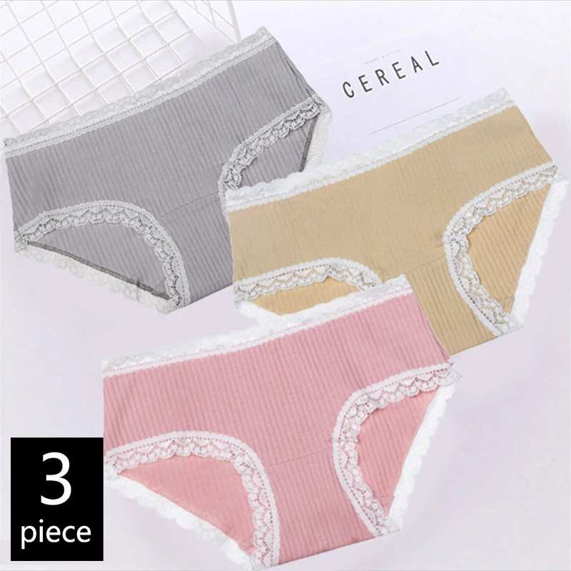 3 шт./упак.! Кружевные хлопковые трусы для женщин M L дамское нижнее белье