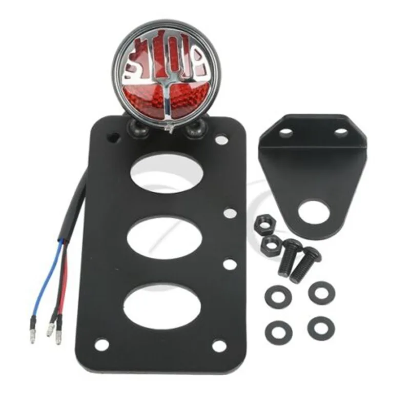 

Motorcycle Side Mount License Number Plate Bracket Brake Tail Light For Harley 7" x 4" Plate