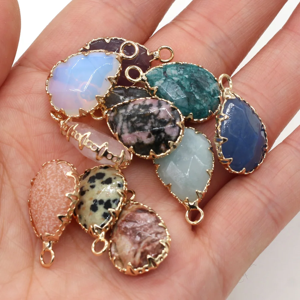 Natural Rose Quartzs Amethysts Crazy Agates Pendant Water Drop Shape Stone for Jewelry Making DIY Necklace Size 14x23mm | Украшения и