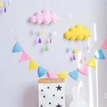 

DIY INS Nordic Felt Cloud Garlands String Baby Kids Room Decoration Wall Hanging Ornaments Nursery Decor Party Flag Photo Prop
