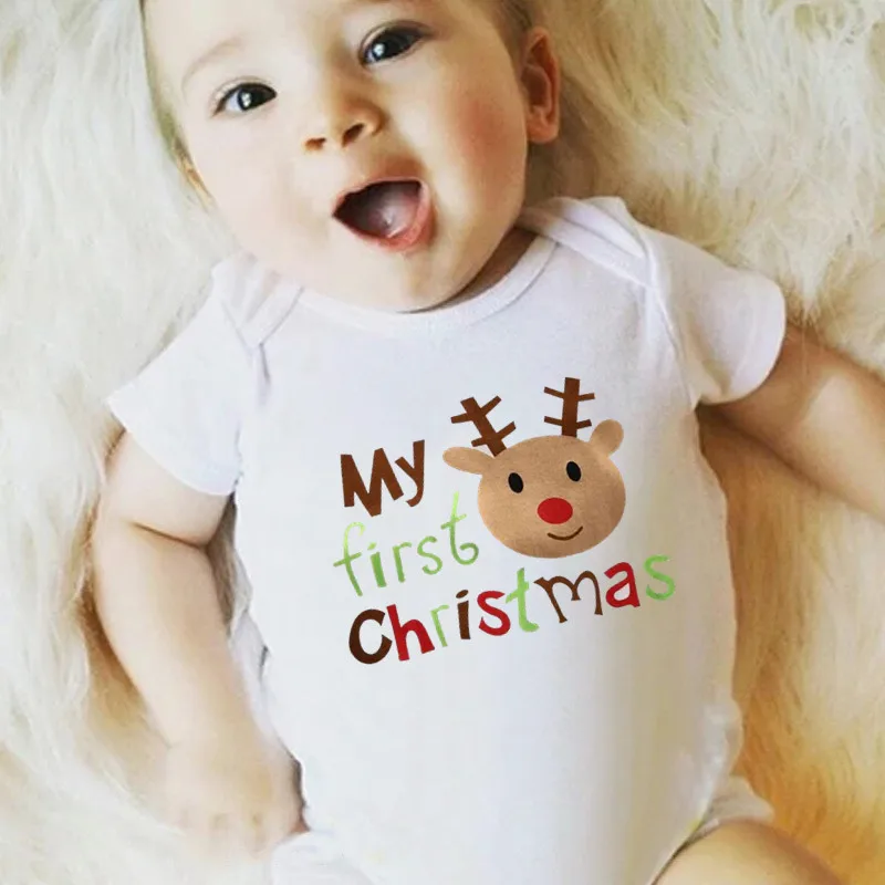 С надписью My First Christmas фоны для фотосъемки новорожденных детей с от Carter's, детский костюмчик, милый короткий рукав для маленьких мальчиков девочка Onesies хлопковый комбинезон боди Одежда для младенцев и малышей
