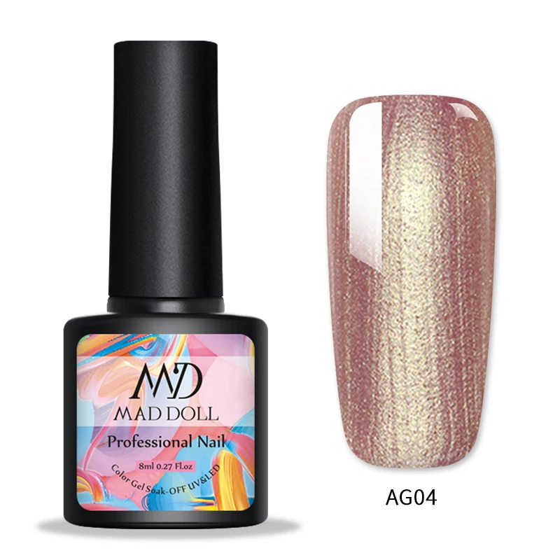 MAD DOLL мерцающие частицы Гель-лак для ногтей Блестящие Блестки замочить от дизайна ногтей маникюр ногтей УФ Гель-лак дизайн - Цвет: AG04
