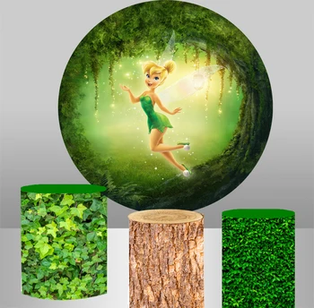 

Round Circle Background Baby Shower Backdrop Magic Fantasy Forest Elf Birthday Party Decor Elastic 3 Cylinder Covers