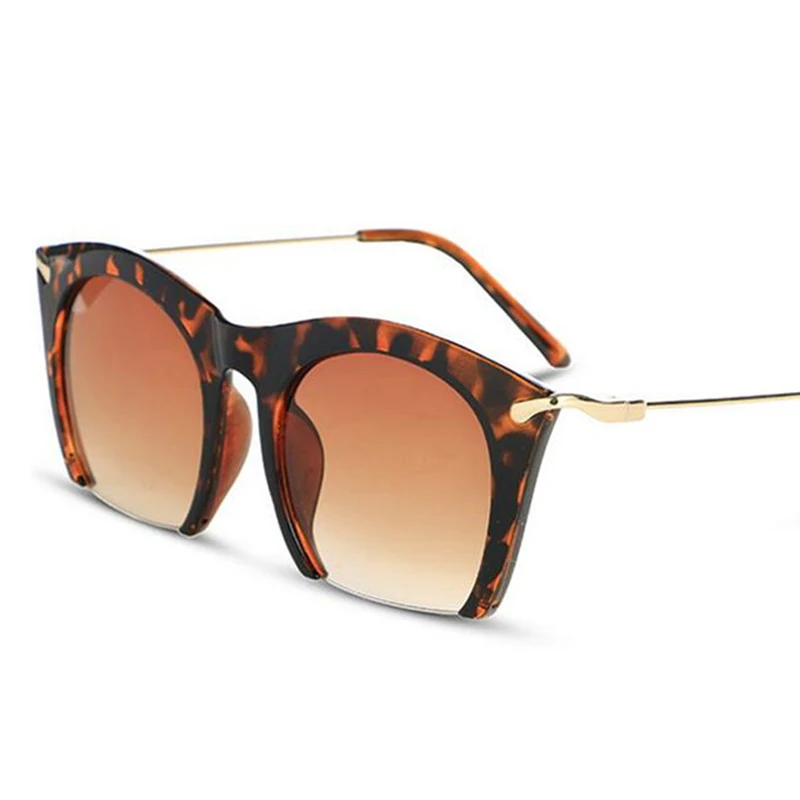 Fashion Half Frame Cat Eye Sunglasses Women Trendy Colored Semi-Rimless Eyeglasses Street Beat Shopping lente de sol mujer UV400