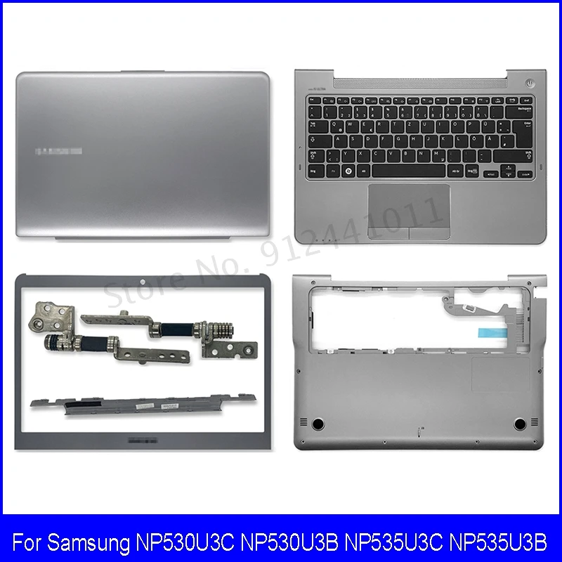 NEW LCD Back Cover For Samsung NP535U3C NP535U3B NP530U3C NP530U3B Front Bezel Hinges Palmrest Bottom Case A B C Top Case Silver leather laptop bags for men