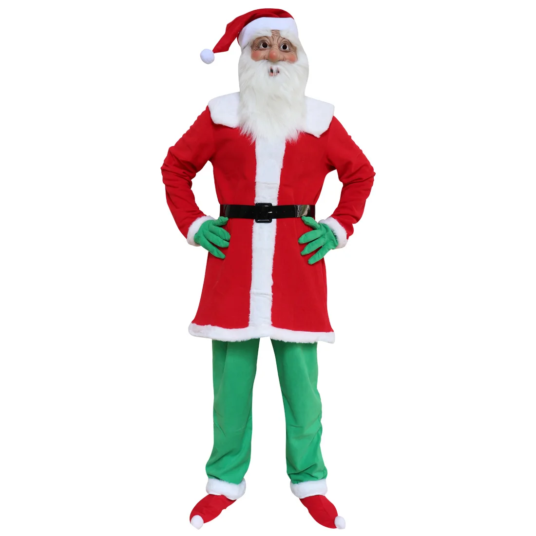 Christmas Santa Claus Mask Full Face Covered Party Mask Christmas Costume Cosplay Santa Claus Clothes Dress 4