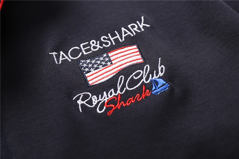 TACE&SHARK Casual Shark Flag Embroidery Short Sleeve Polo Shirts Fashion White Dark Blue Camisa Polo Homme Men Clothing Plus 15 Ha93f04d5907746f0b725c354ab6050d0W