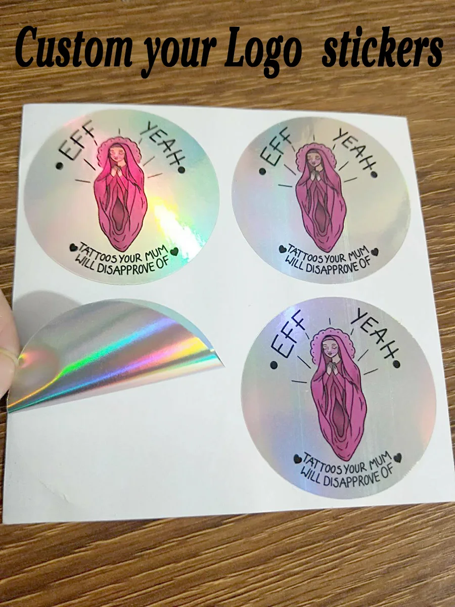 

100 custom labels, laser stickers, party gift stickers, customize your logo / text, personalized custom stickers