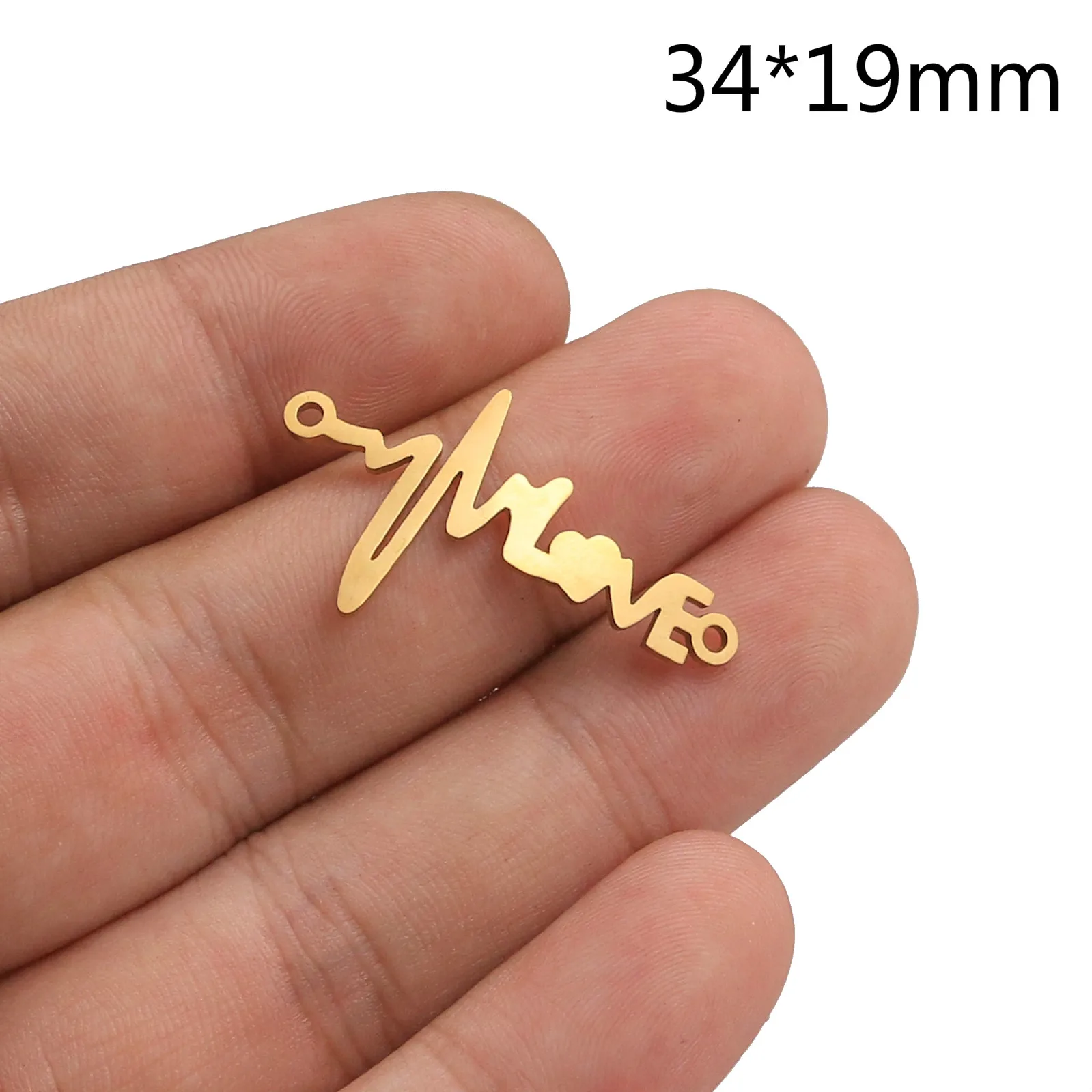 Gold LOVE Aiovlo 5 шт./партия браслет из нержавеющей стали с мигалкой любовь гибкий соединитель подвеска Подвески DIY ремесла Ювелирная фурнитура - Цвет: Gold LOVE