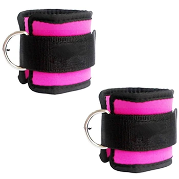 Verstelbare D-Ring Enkelbandjes Voet Ondersteuning Enkel Protector Fitness Gym Been Pullery Met Gesp Sport Voeten Guard (rose Rood)