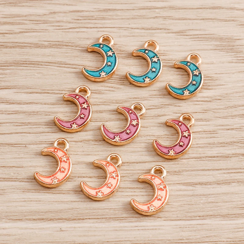 10pcs/lot Enamel Alloy Enamel Charms for Jewelry Making Cute Moon Star Sun Charms Pendant for DIY Necklaces Earrings Accessories