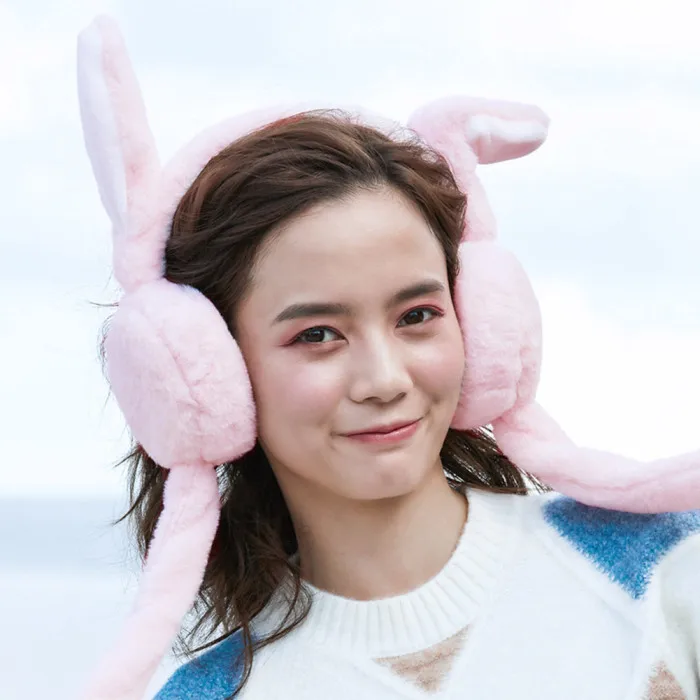 Women Winter Warm Earmuffs Cute Rabbit Airbag Plush Ear Warmer Gifts TC21