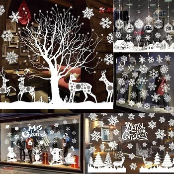 

Glass Applique White Sticker Christmas Sticker Window Sticker Pvc Windows Wall Home Decoration Decor