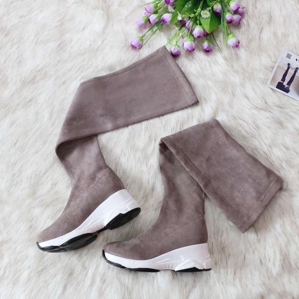 Women High Heel Boots Round Toe Over The Knee Size 34-43