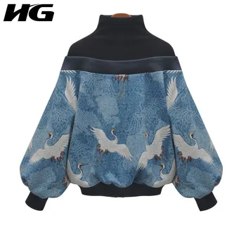 

[HG] Europe Fashion New Women 2019 Spring Summer Turtleneck Full Sleeve Loose Print Animal Patchwork Casual Sweatshirt ZLL2882