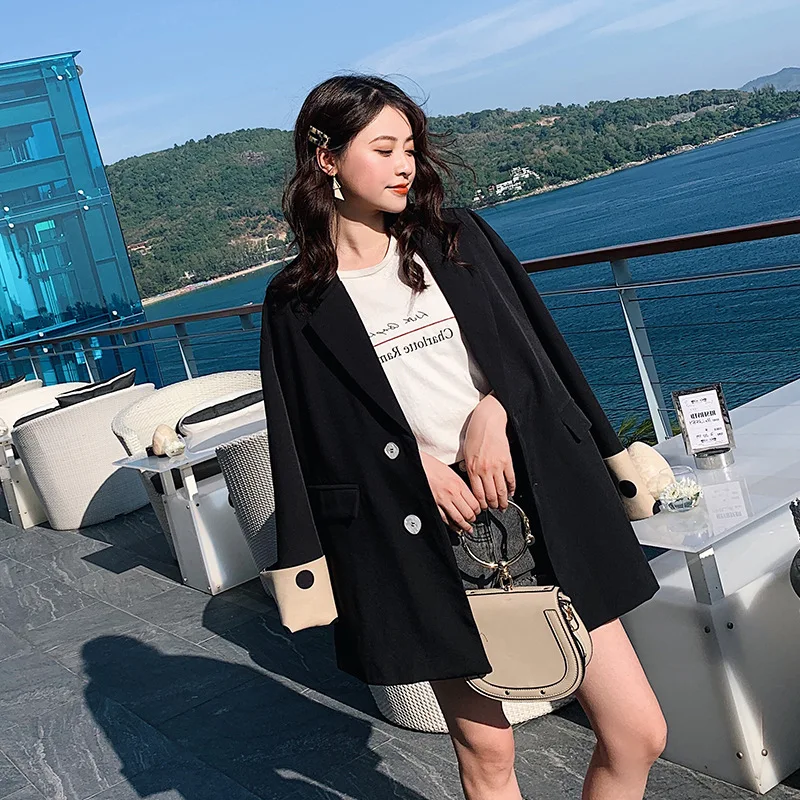 

Black And White with Pattern Small Suit Coat 2019 Spring And Autumn New Style Korean-style Versatile Fashion Casual Elegant Slim