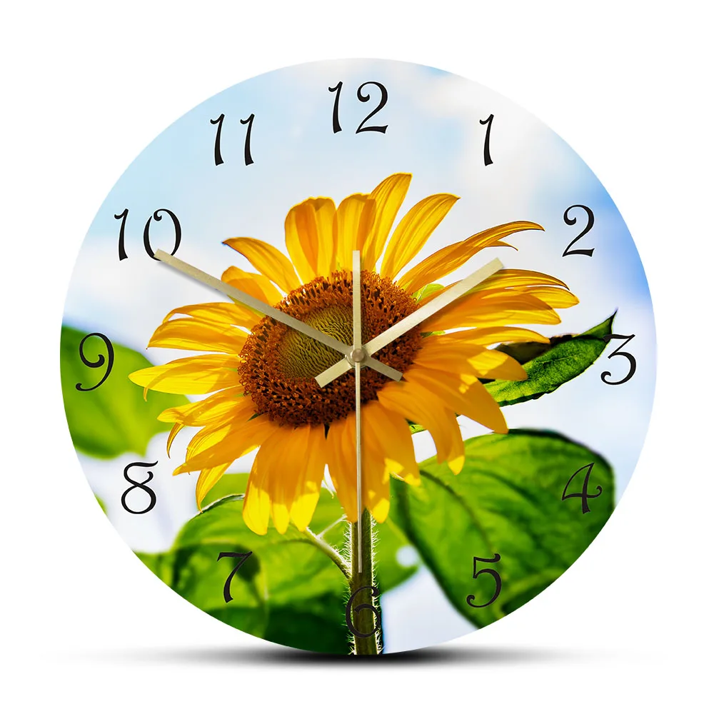 Sun Flowers Frameless Borderless Wall Clock Nice For Gifts or Decor X19 
