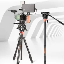 Coman Aluminium Zware Vloeistof Hoofd Opvouwbare Camera Statief Monopod Voor Camcorder Dslr Stand Professionele Video Statief