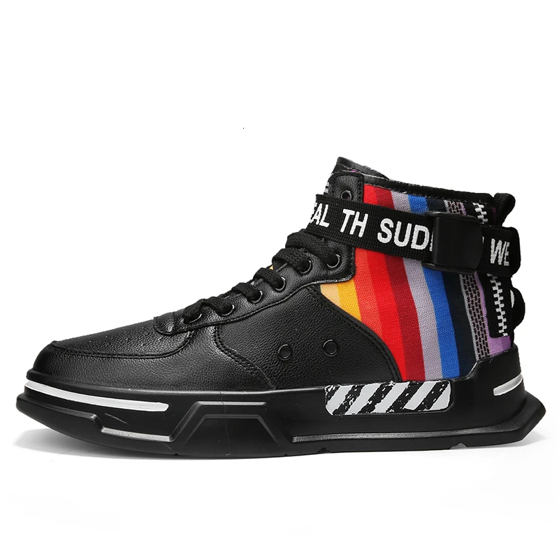 QZHSMY мужские повседневные кроссовки zapatos hombre Air Cushion новые уличные радужные модные кроссовки Off White - Цвет: Black