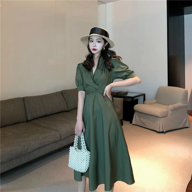 Женское летнее длинное платье с перекрестной повязкой v-образный вырез