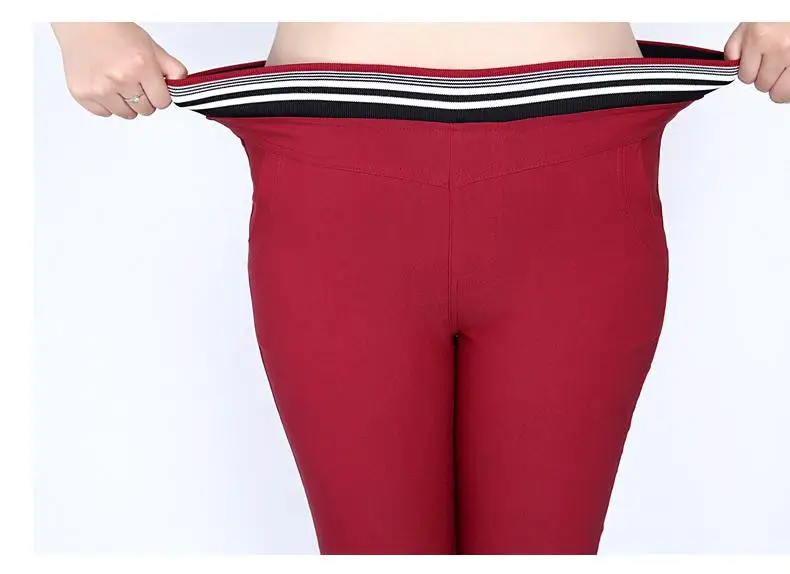 2XL-6XL плюс размер осенние брюки-карандаш с высокой талией повседневные эластичные брюки леггинсы женские эластичные 5XL Большие размеры