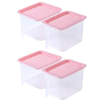 

4pcs Fridge Fresh-keeping Box Fruit Storage Boxes Multi-purpose Storage Jar Sealed Food Box Plastic Food Storage Box for Cafe