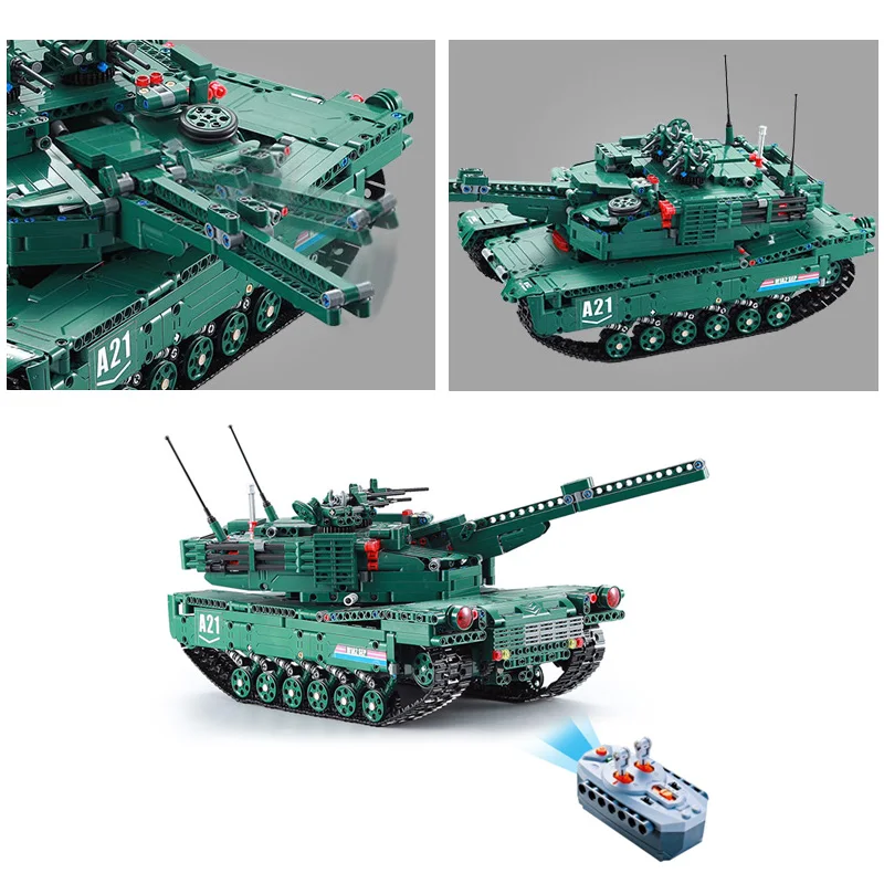 M1A2, 1498 шт., Technic rc Танк, двигатель, мощность, MOC, строительные блоки, кирпичи, военные войны, сделай сам, техник, игрушки, подарки для детей