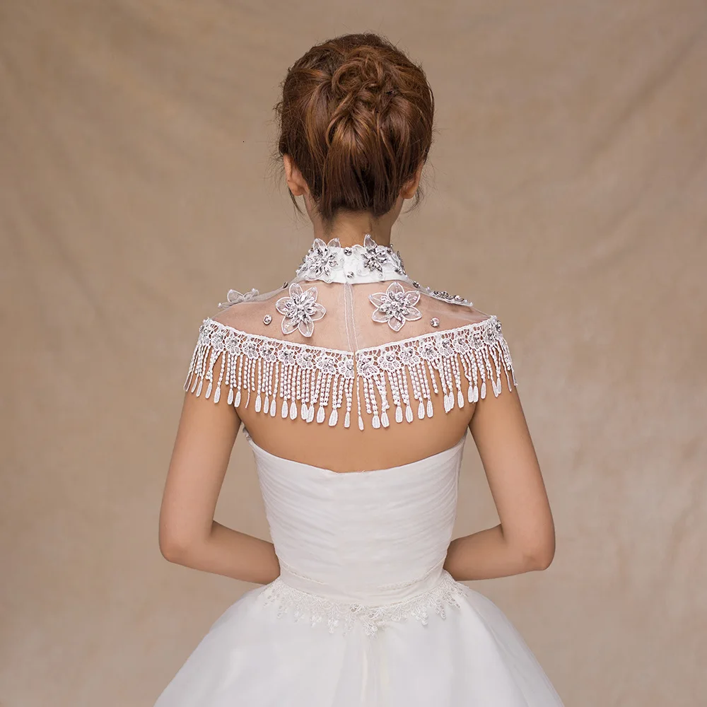 Vivian невесты белый свадебное платье шаль элегантная аппликация дрель для женщин Свадебные аксессуары модная пряжа ленточки Шаль Свадебная