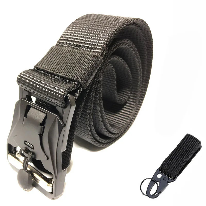 Quick Release Tactical Belt Army Nylon Waist Belt Metal Buckle Adjustable Heavy Duty Training Waist Belt Hunting Accessories - Цвет: Belt and 1 hook