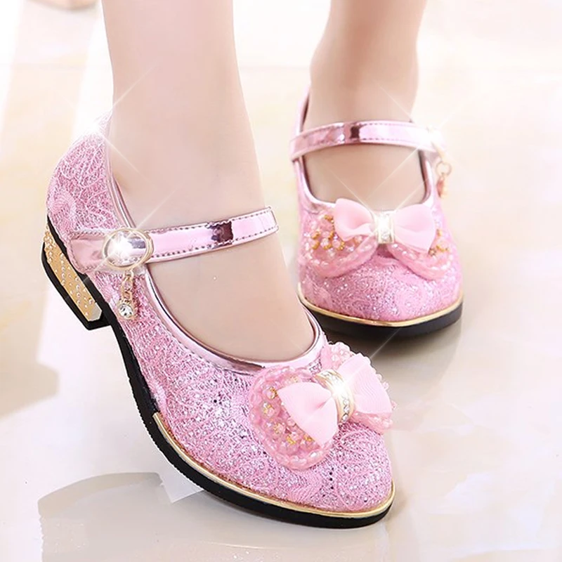 Baby Girls Sandals Children Shoes Princess Wedge Sandals Fashion PU Leather Girls Bow Non slip Low Heels