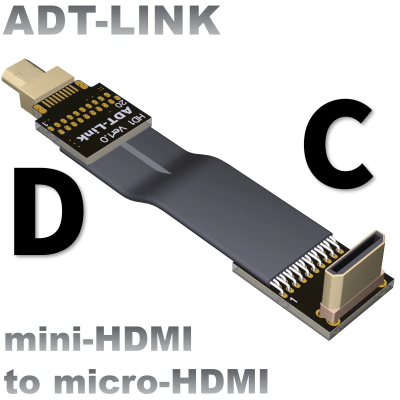 FPV Mini HDMI-совместимый с Micro-HDMI плоский кабель FPC Ленточные экранирующие