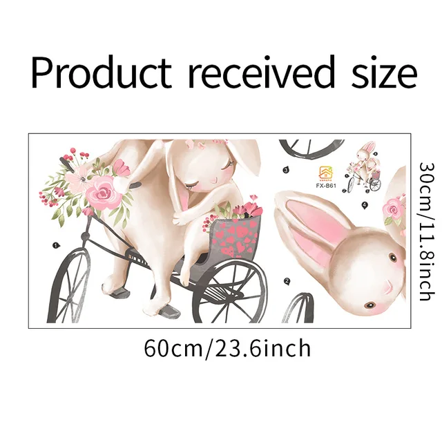 Cute Rabbit Cycling Couple Wall Stickers Children's Room Baby Room Decoration Stickers Girls Bedroom Wall Stickers 01