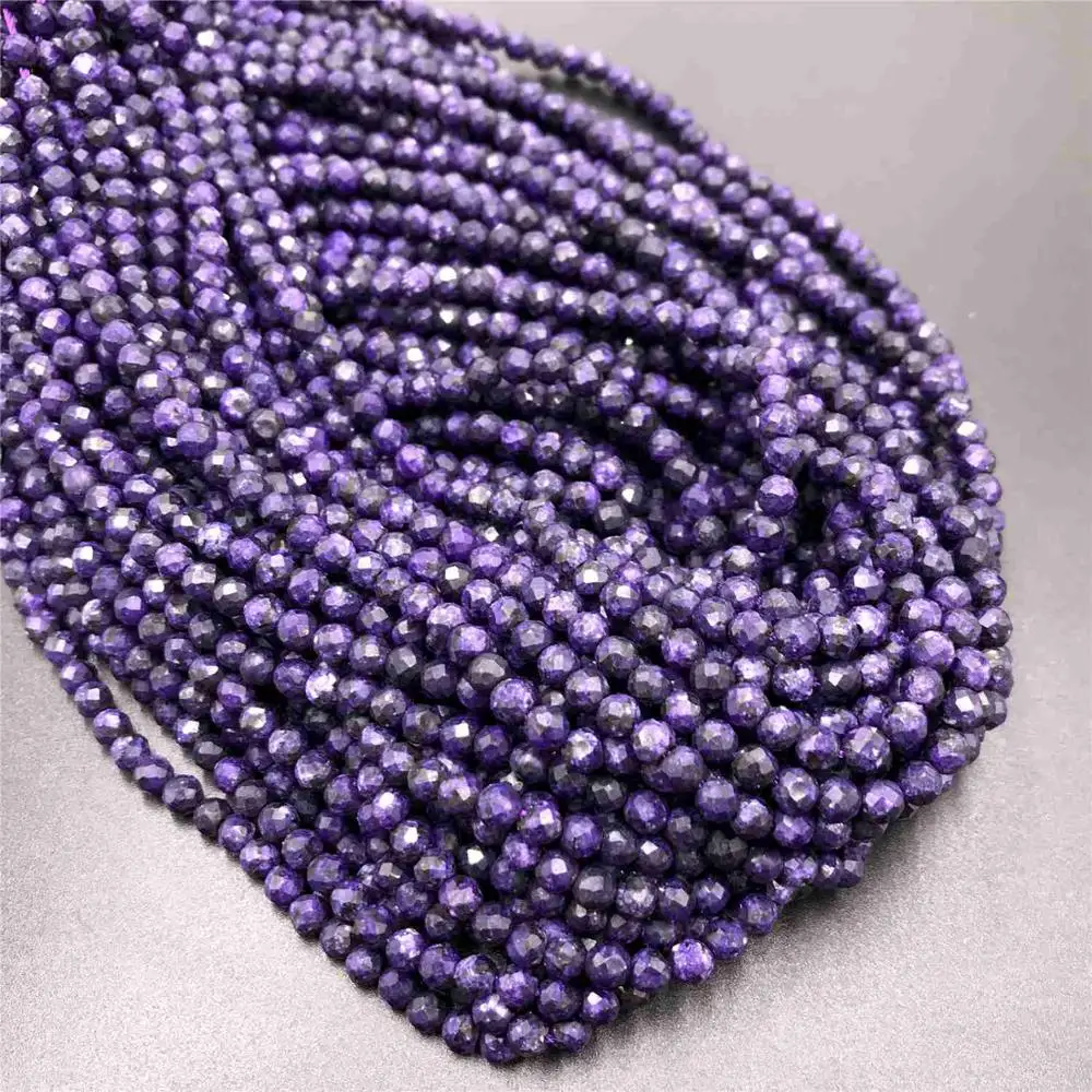 

4mm Natural Small Beads faceted Charoite purple Micro Natural purple stone beads loose round beads tiny faceted stone beads diy
